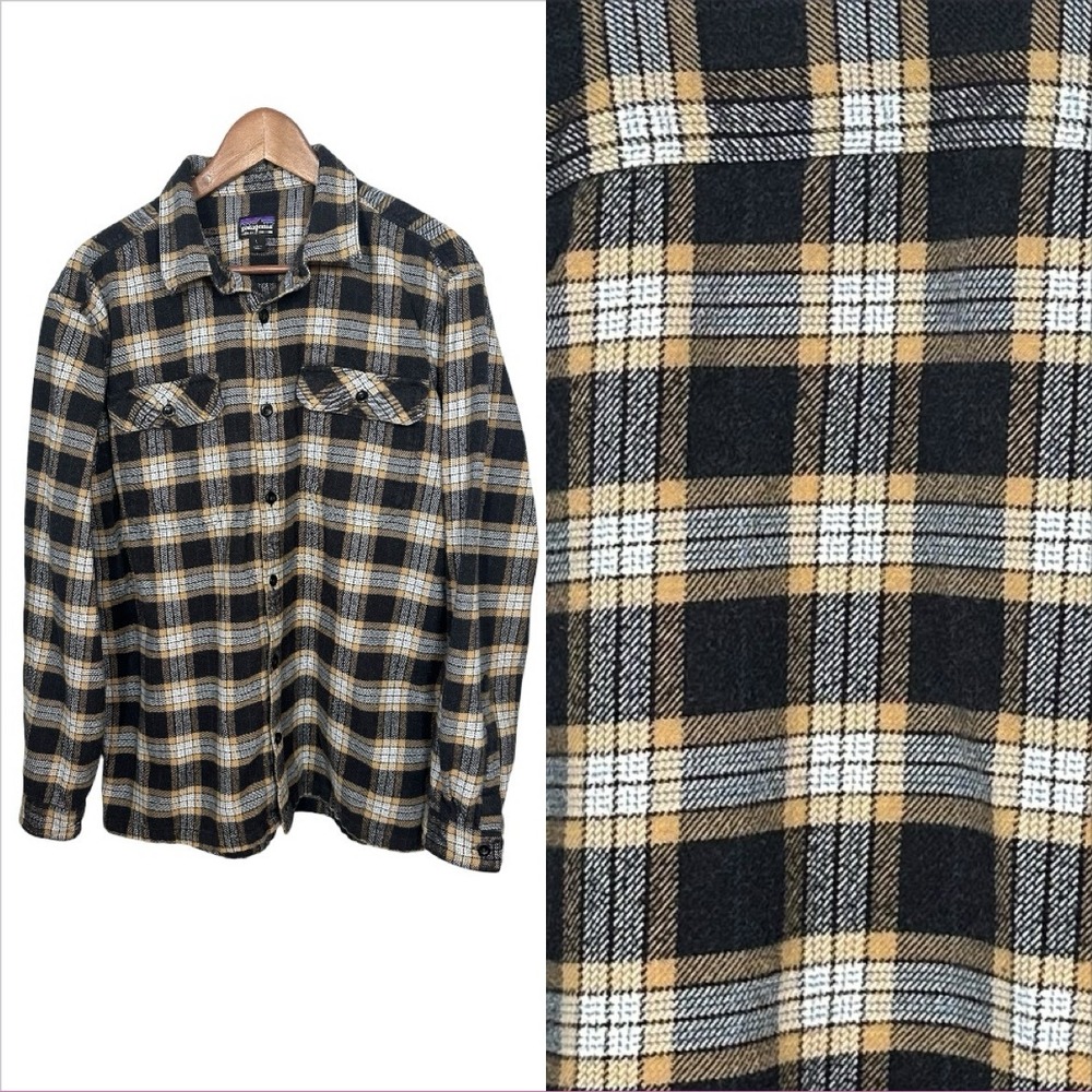 Patagonia Mens Heavy Cotton Flannel Shirt L Plaid Outdoor 90s Lumberjack Grunge